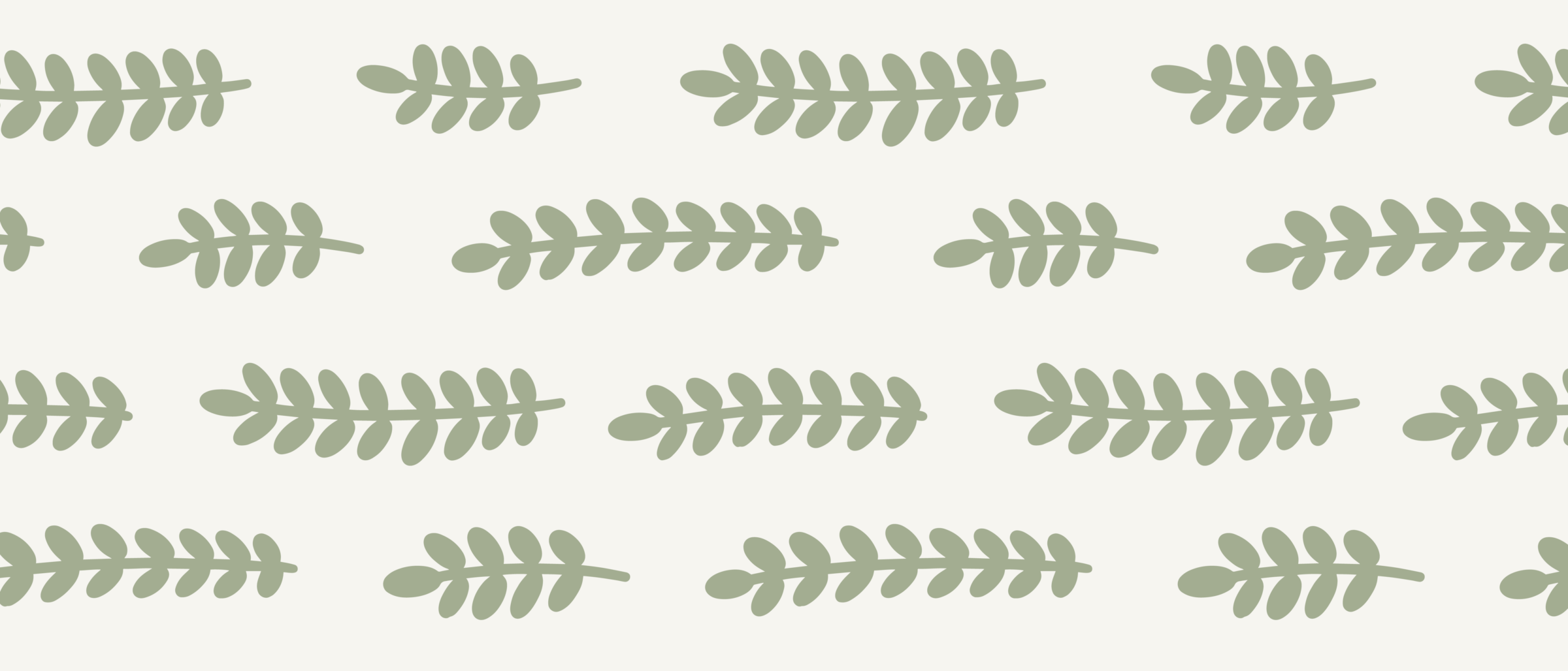 Pattern of green, stylized leaves arranged horizontally on a light background, creating a simple, repetitive, and nature-inspired design.